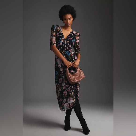 Anthropologie Dresses & Skirts - Anthropologie Floral Puff Sleeve Midi Dress